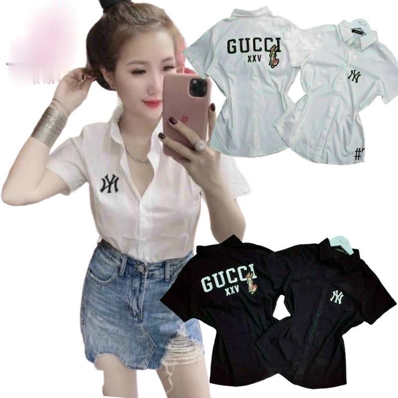 áo sơ mi nữ ngắn tay voan lụa mềm mịn in hoạ tiết alohashop91