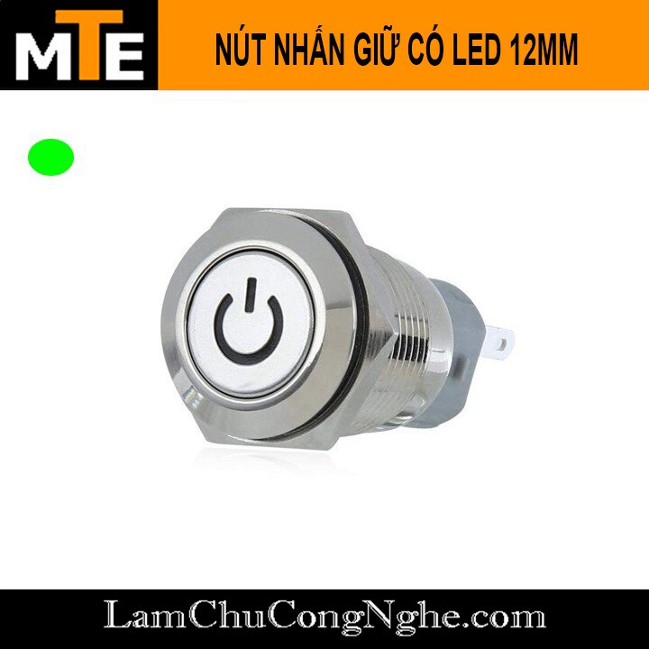 Nút nhấn giữ chống nước 12mm có LED 3-9V