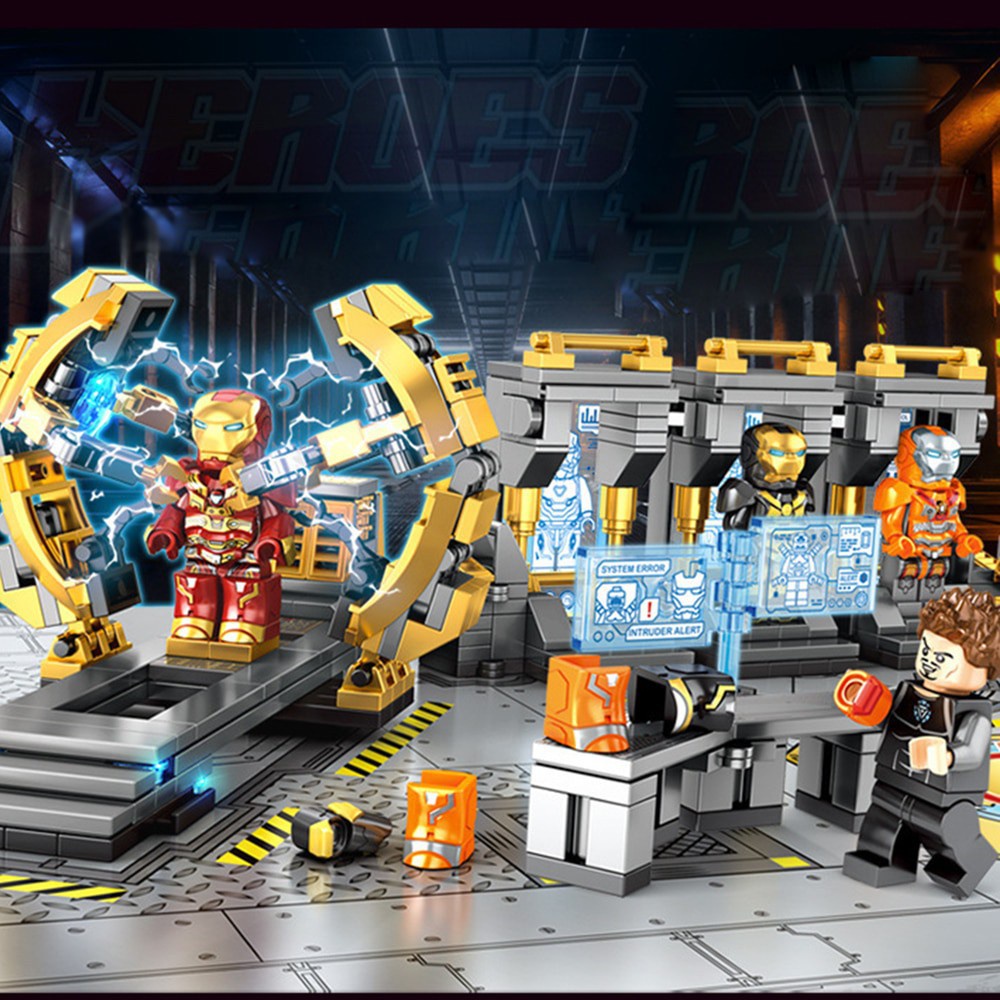 Bộ đồ chơi lắp ráp Trạm sửa chữa Super Gnaku Series Super Hero Iroman Lemoshop ,đồ chơi xếp hình người sắt avenger 76016