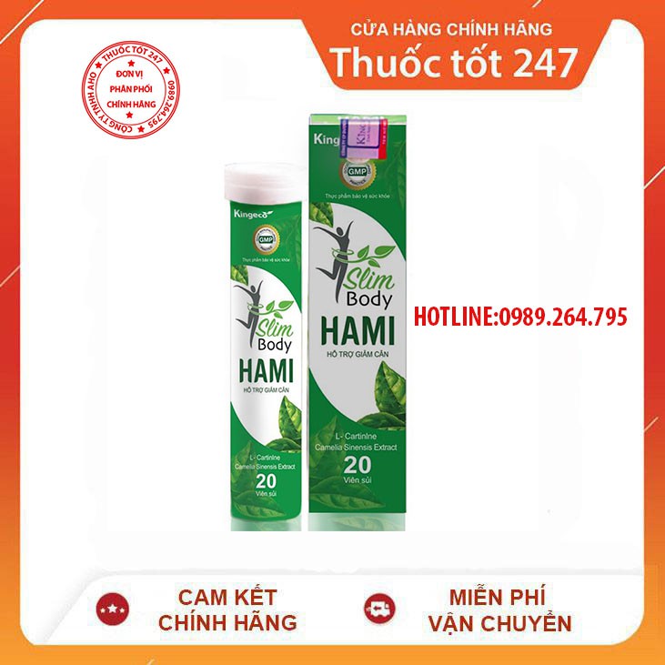 (MUA 6 HỘP TIẾT KIỆM NGAY 30K) Viên Sủi Giảm Cân Slim Body Hami Giảm Mỡ An Toàn Hiệu Quả Chiết Xuất Trà Xanh| - 1 Hộp nhập khẩu