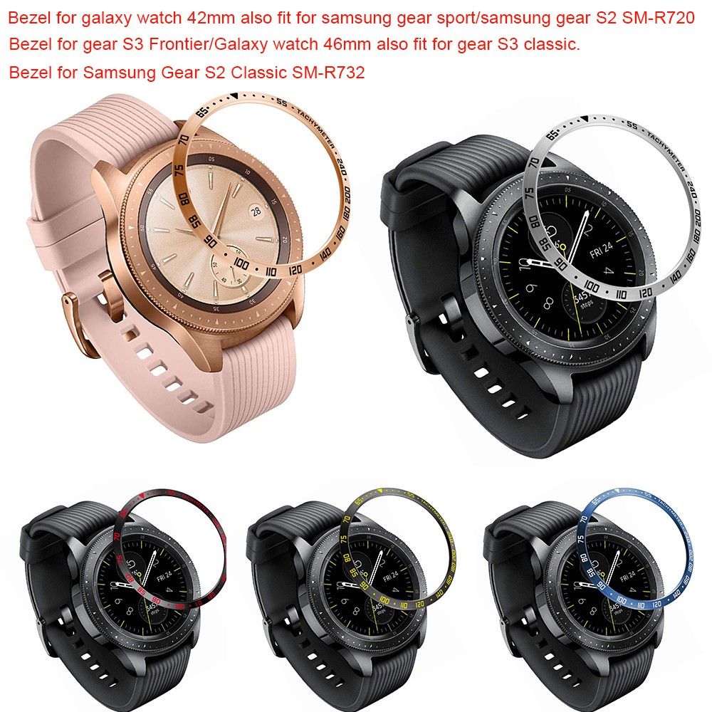 Vòng bezel inox dán bảo vệ cho viền mặt đồng hồ Galaxy Watch 42mm/46mm/Gear Sport/Gear S2 Classic/Gear S3