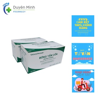 HỘP 100 BÔNG TẨM CỒN ALCOHOL SWABS TANAPHAR SÁT KHUẨN SÁT TRÙNG
