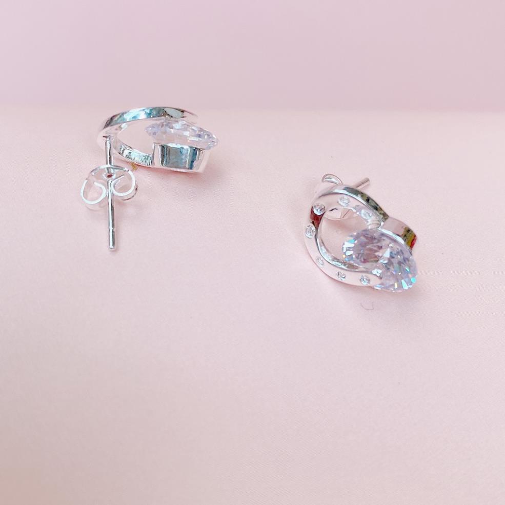 Bông tai bạc phong cách Hàn Quốc đính đá sang trọng - Trang Sức 𝐀𝐍𝐓𝐀 𝐉𝐞𝐰𝐞𝐥𝐫𝐲 ATJ8057