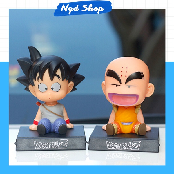 Mô hình Dragon Ball nhân vật Goku và Krillin lắc đầu ngộ nghĩnh, mô hình trang trí bàn làm việc độc đáo và dễ thương