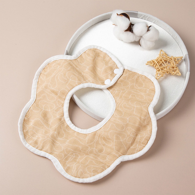 Yếm Ăn Cotton Phủ Lông Chồn Mềm Mại Thoáng Khí Xoay 360 Độ In Họa Tiết Hoạt Hình Dễ Thương Cho Bé