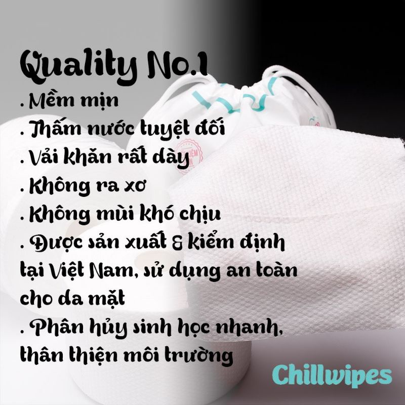 Khăn mặt khô Chillwipes cuộn 80 tờ dùng 1 lần lau khô, lau ướt - Giấy lau mặt dùng một lần