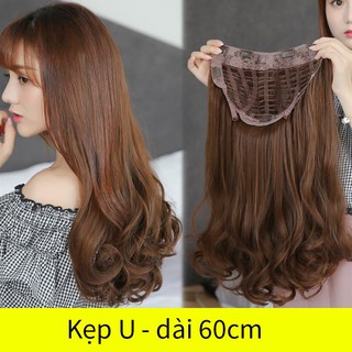 Tóc giả xoăn sóng kẹp 4 phím dáng chữ U loại nửa đầu dài 60cm MÃ TÓC 462 - Monkeyshop078