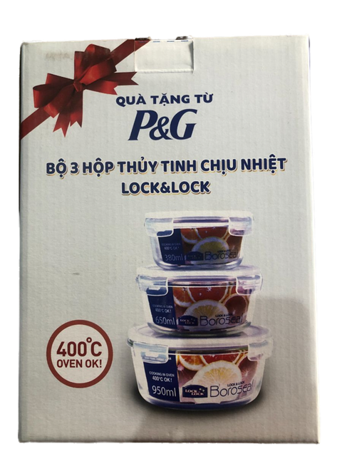 [Mã FMCG80 giảm 10% đơn từ 400K] [MKB Gift] Bộ Hộp Thuỷ Tinh Lock &amp; Lock Gift Set Phiên Bản Đặc Biệt P&amp;G