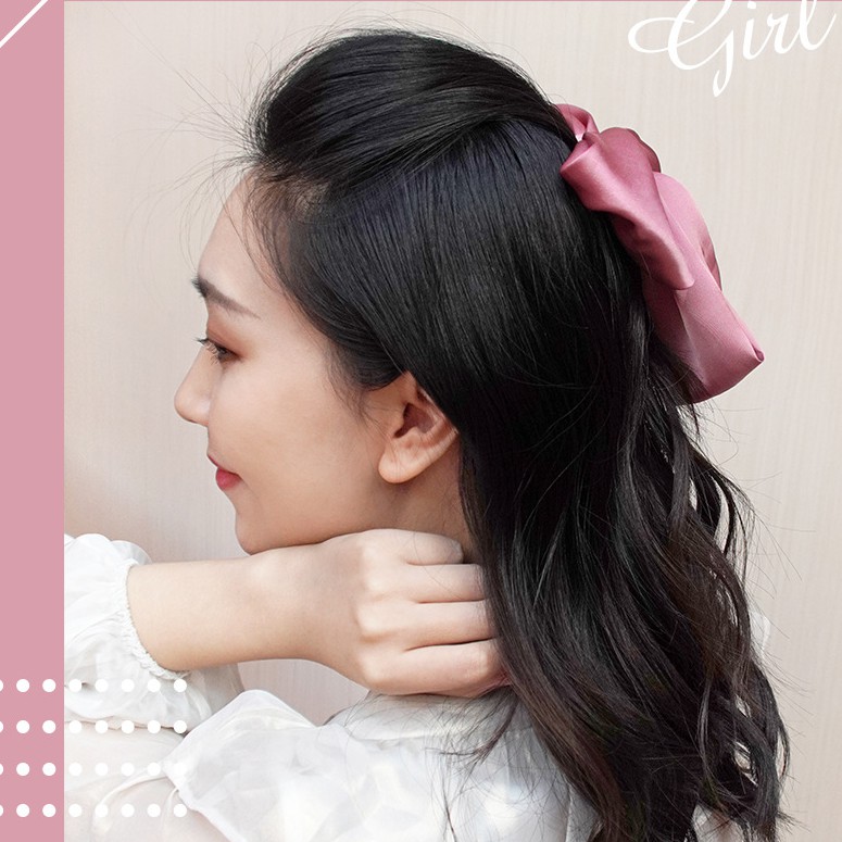 [NowShip2h] Kẹp Tóc Đính Nơ Chất Lụa Satin Mềm Nhiều Màu - Mã KT001