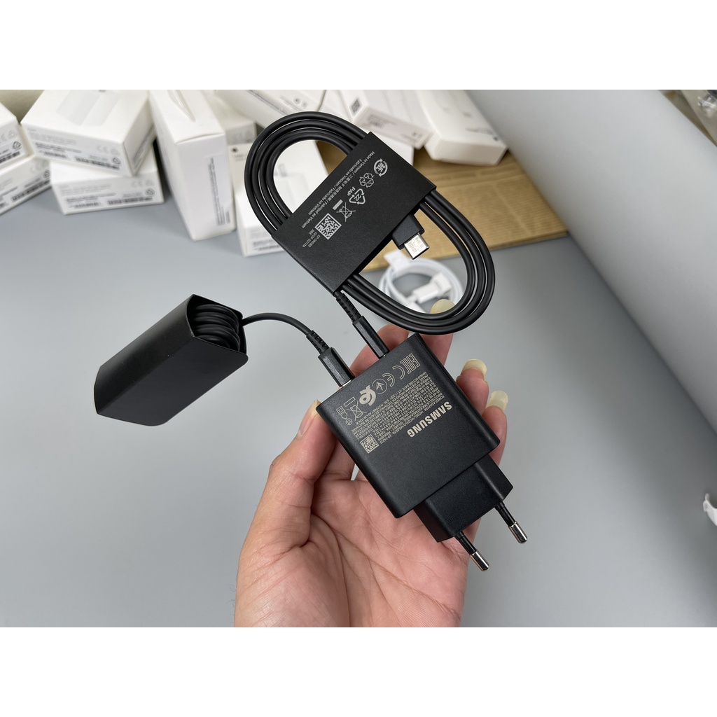 🌟XỊN🌟Bộ củ cáp dây sạc TYPE C siêu nhanh SAMSUNG 2 cổng kết nối 15W 25W 35W tương thích điện thoại máy tính bảng TAB S22