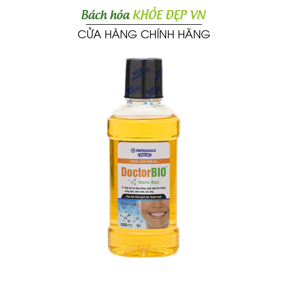 Nước súc miệng DoctorBio Nano Bạc kháng khuẩn, ngừa hôi miệng - 500ml [Nước súc miệng DoctorBio vàng]