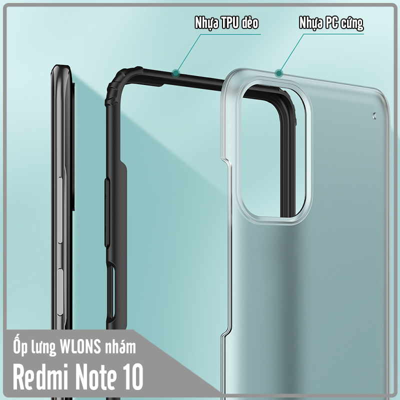 Ốp lưng chống sốc cho Xiaomi Redmi Note 10 nhám viền màu WLONS - Hàng nhập khẩu