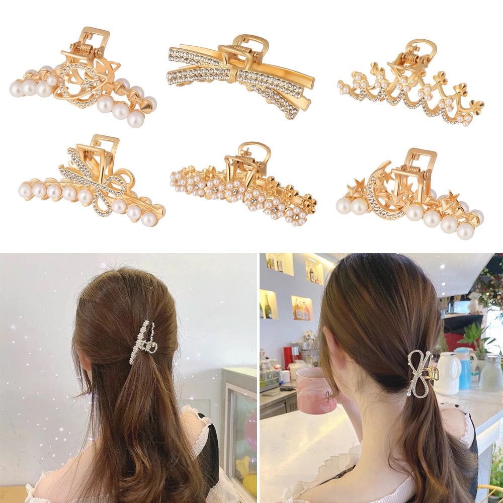 Kẹp tóc hình cá mập đính ngọc trai giả bằng hợp kim thời trang cho nữ