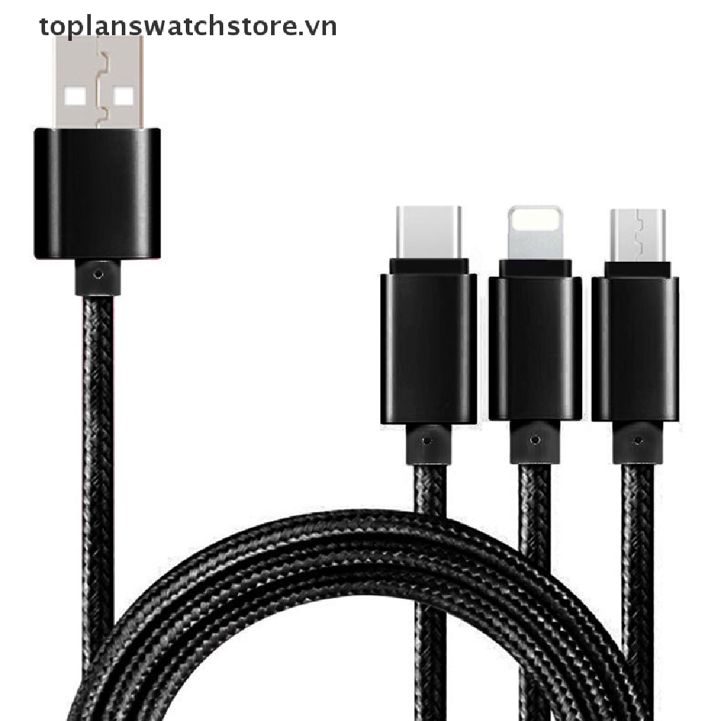 Dây Cáp Sạc Đồng Bộ Dữ Liệu Micro USB Loại C Đa Năng 3 Trong 1 Cho iPhone / Android