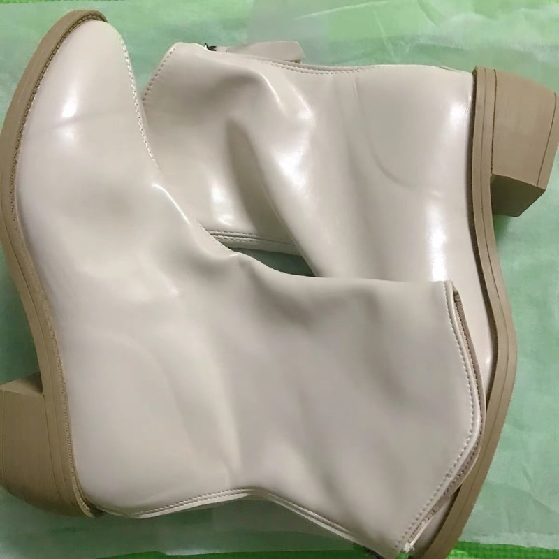 Giày bốt nữ cổ cao da mềm đế thấp kéo khoá cao cấp B10