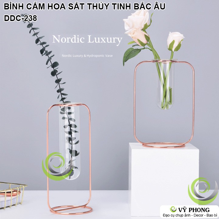 BÌNH HOA LỌ CẮM HOA NGHỆ THUẬT SẮT THỦY TINH PHONG CÁCH BẮC ÂU NORDIC TRANG TRÍ ĐẠO CỤ CHỤP ẢNH SẢN PHẨM INS DDC-238