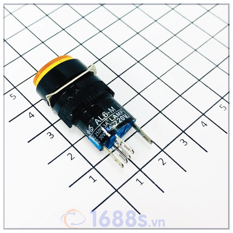 Nút nhấn đề có đèn 5 chân có đèn ( khoét phi 16mm) - 1688s.vn