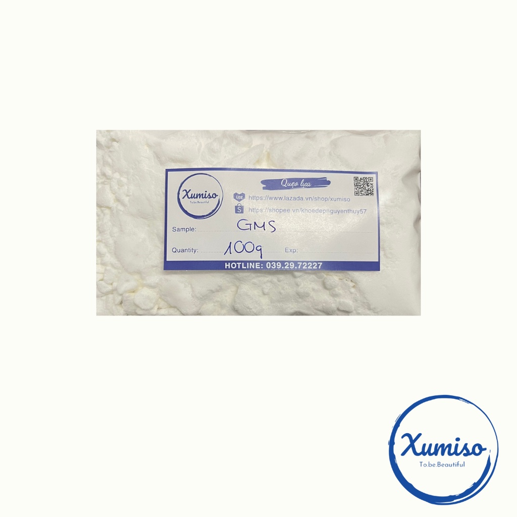 Sáp GMS -  Glyceryl Stearate, Glyceryl MonoStearate - Tạo đặc - Nhũ hóa - nguyên liệu mỹ phẩm - Xumiso 1- 100G