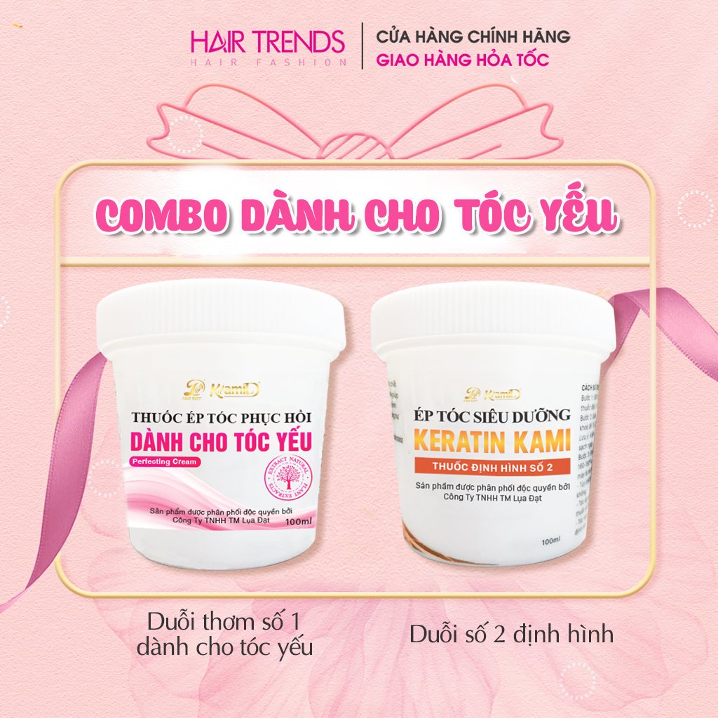 Combo ép tóc KAMI, duỗi tóc siêu dưỡng keratin phục hồi tóc tại nhà không cần định hình (Size nhỏ)