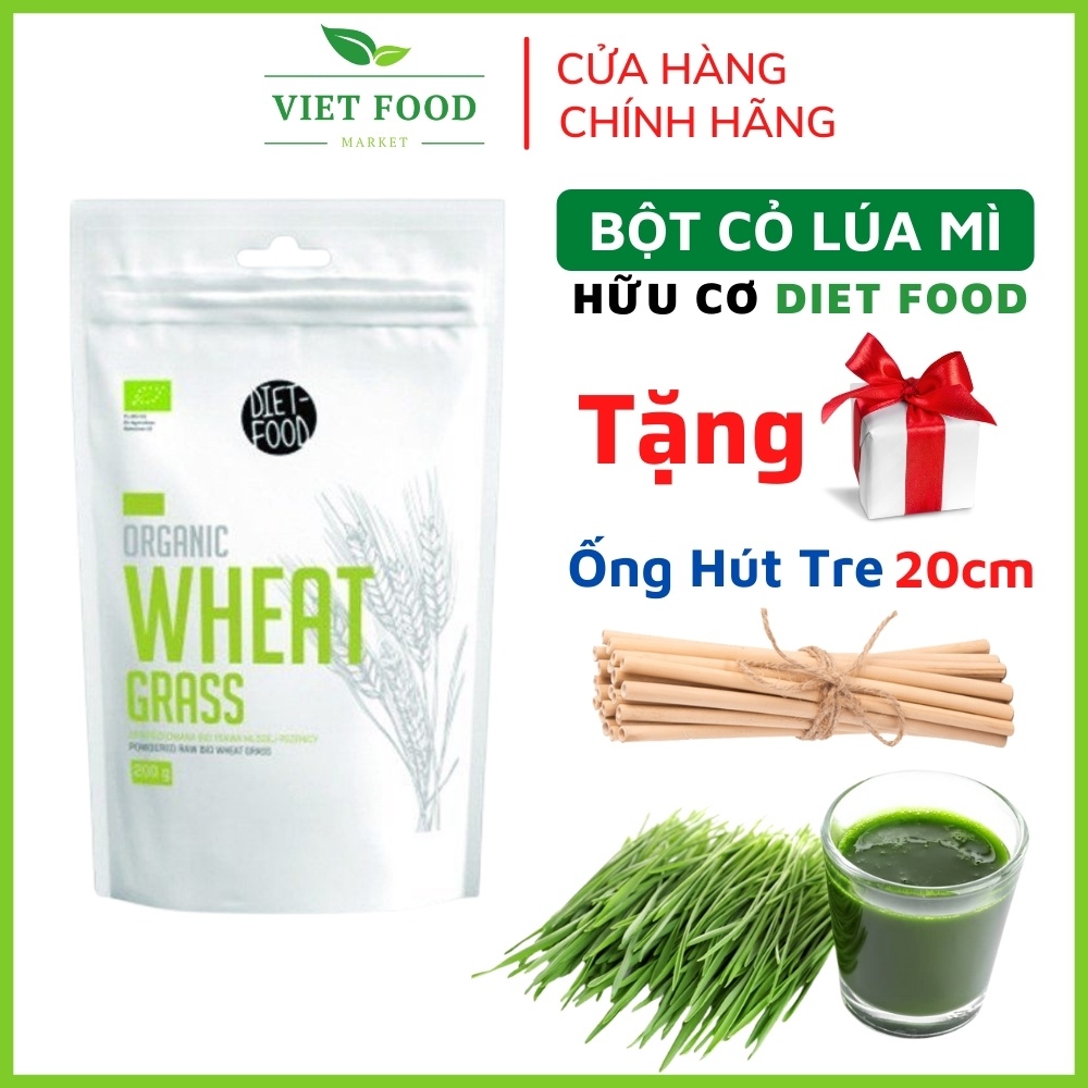 Bột cỏ lúa mỳ hữu cơ SUPER WHEAT GRASS 200g Chứng Nhận Hữu Cơ