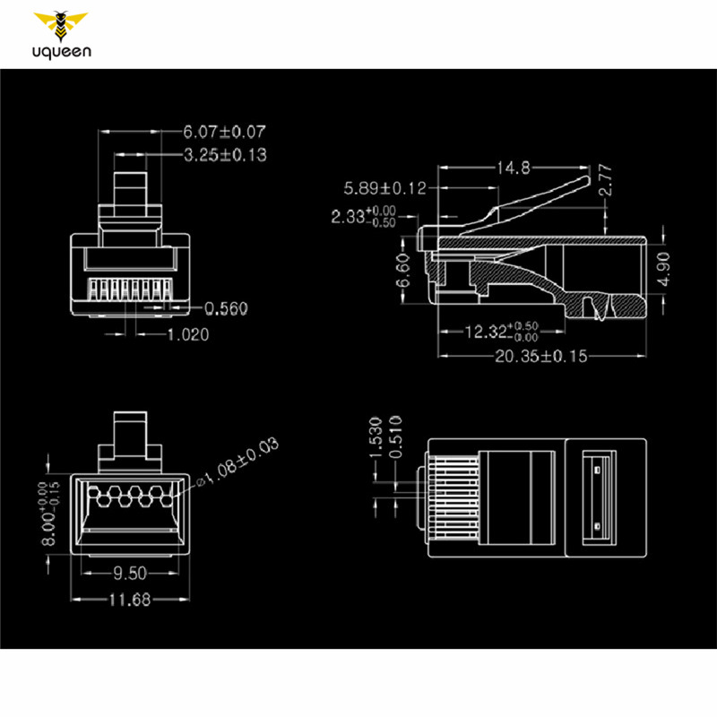 Đầu Nối Rj45 Cat6 Cat6E Utp Unoshielded Rj45