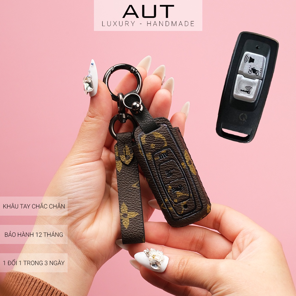 Ví da đựng chìa khóa smartkey Honda SH 350i 150i Sh mode 2022 2 nút bấm LV khâu tay VSV CD có tay cầm
