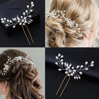 NYTM_Wedding Decor Glossy Rhinestone Faux Pearl Women Hairpin Clip Hair Style Tool