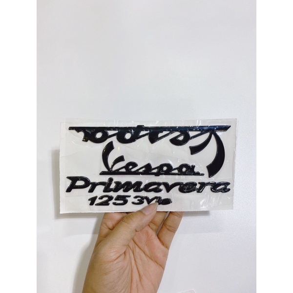 Bộ tem nổi chữ VESPA Primavera 125 3Vie màu đen, màu trắng