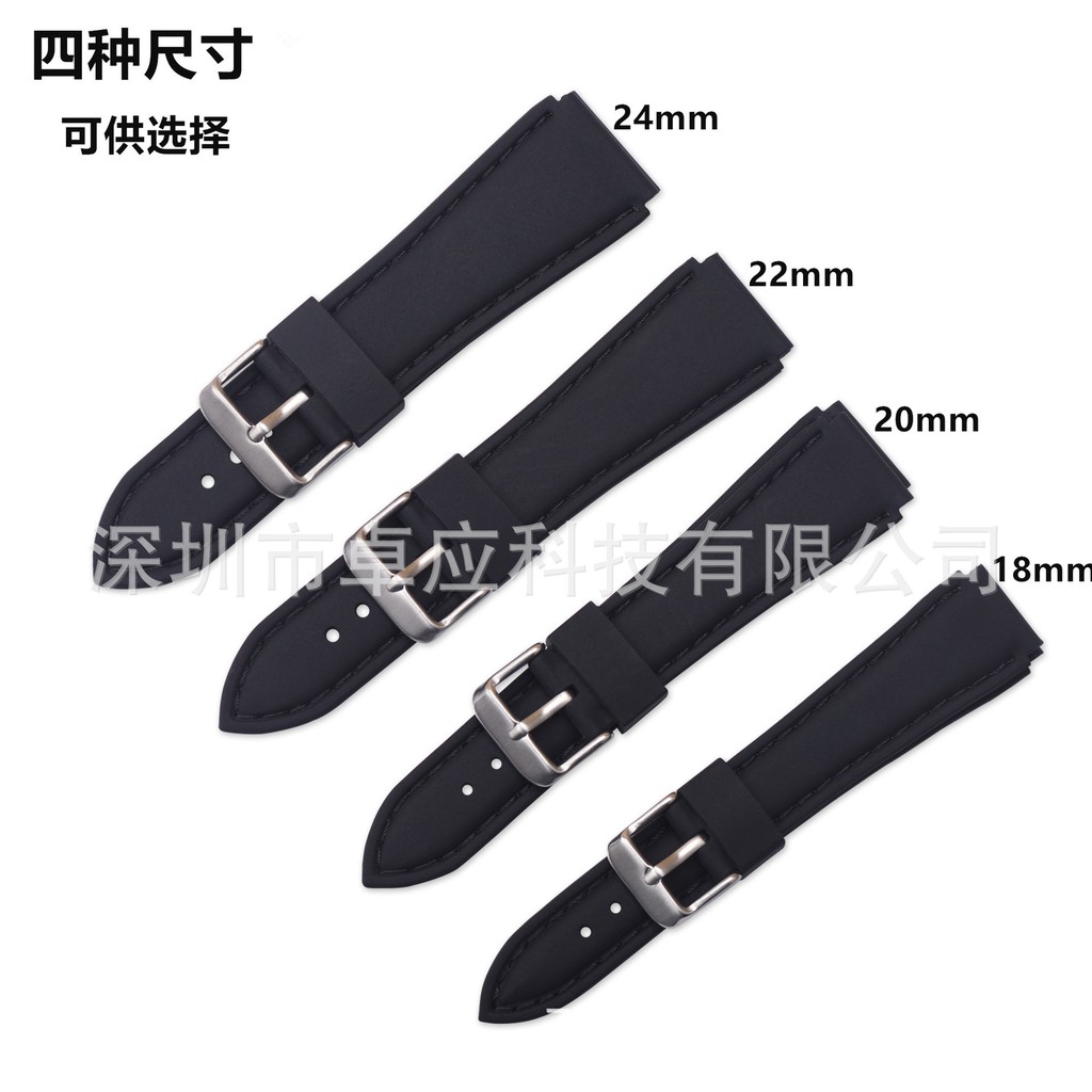 Dây Đeo Đồng Hồ Thể Thao Bằng Silicone Mềm Chống Nước Màu Đen 20mm22mm