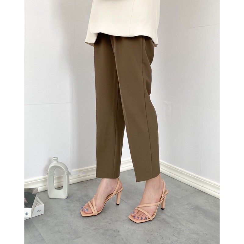 Giày Cao Gót Quai Dây Đế Vuông Cao 7 Phân