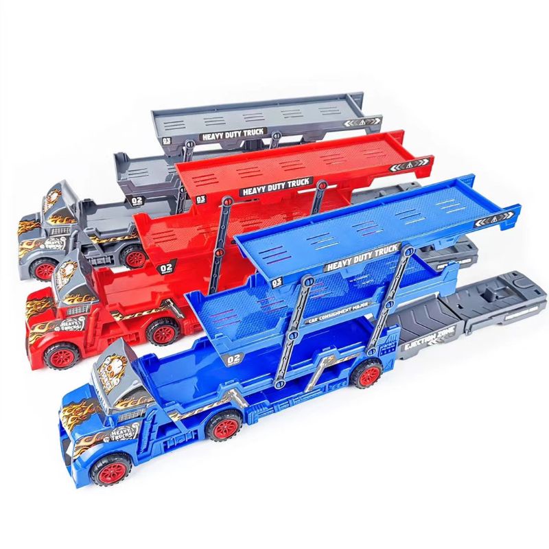 Đồ chơi xe container 3 tầng chở xe con