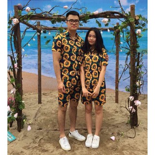 Đồ đi biển, quần áo đi biển, sơ mi hướng dương đi biển.