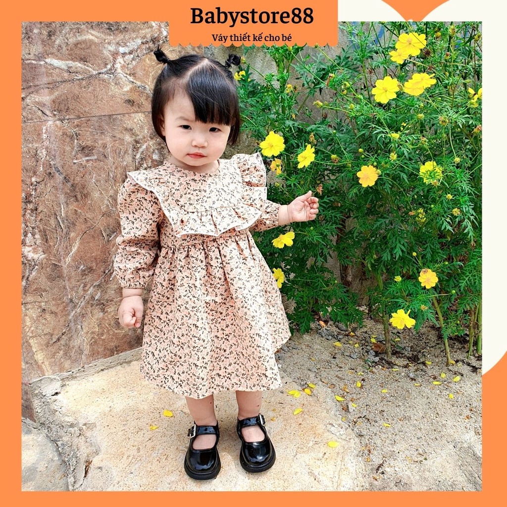 Váy bé gái thu đông sơ sinh, 0,1,2,3,4,5,6,7,8 tuổi Babystore88, Đầm nhung tăm bé gái dài tay hàng thiết kế V54