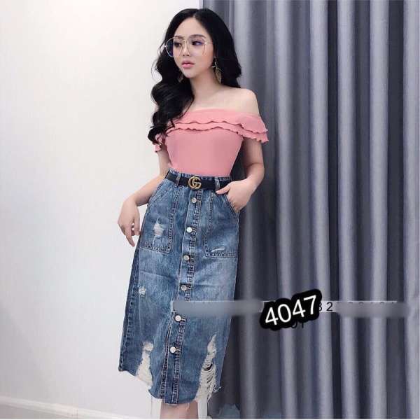 CHÂN VÁY JEAN DÀI PHỐI NÚT RÁCH CỰC BỤI (BAO ĐẸP CHUẨN ẢNH) | BigBuy360 - bigbuy360.vn