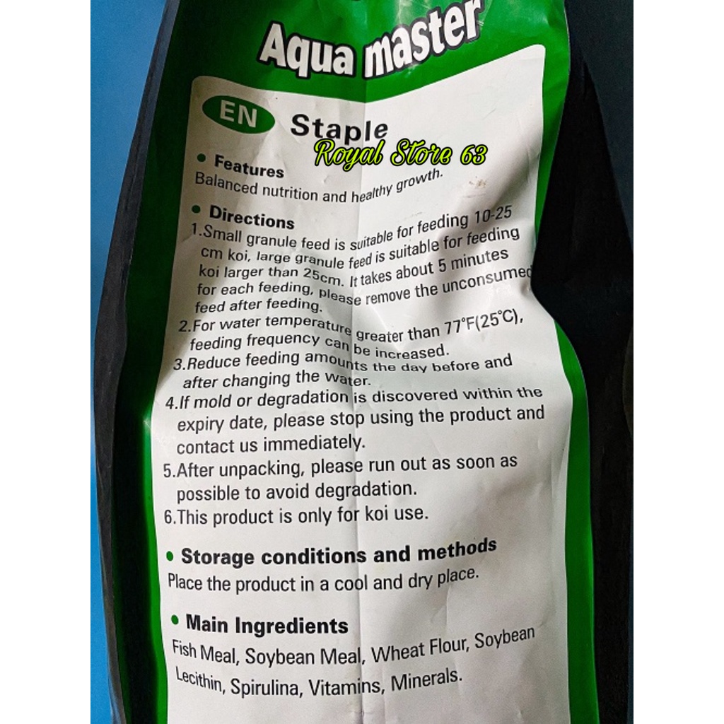 Aquamaster Staple (Xanh Lá) thức ăn cho cá Koi Túi Nguyên 5kg