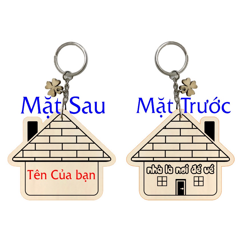 Móc khóa Hình Ngôi Nhà - Khắc Tên Theo yêu Cầu