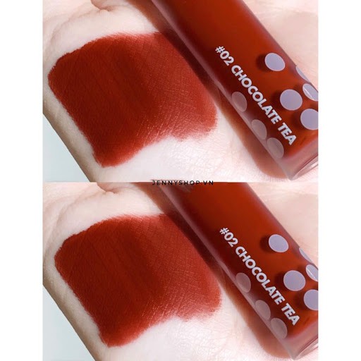 Son Kem Lì Romand Đỏ Đất Socola Milk Tea Velvet Tint 02 Chocolate Tea - Son Kem Romand Milk Tea