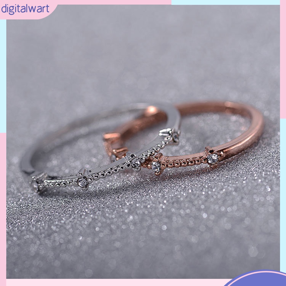 Nhẫn kim loại đính 4 viên kim cương nhân tạo thời trang cho nữ