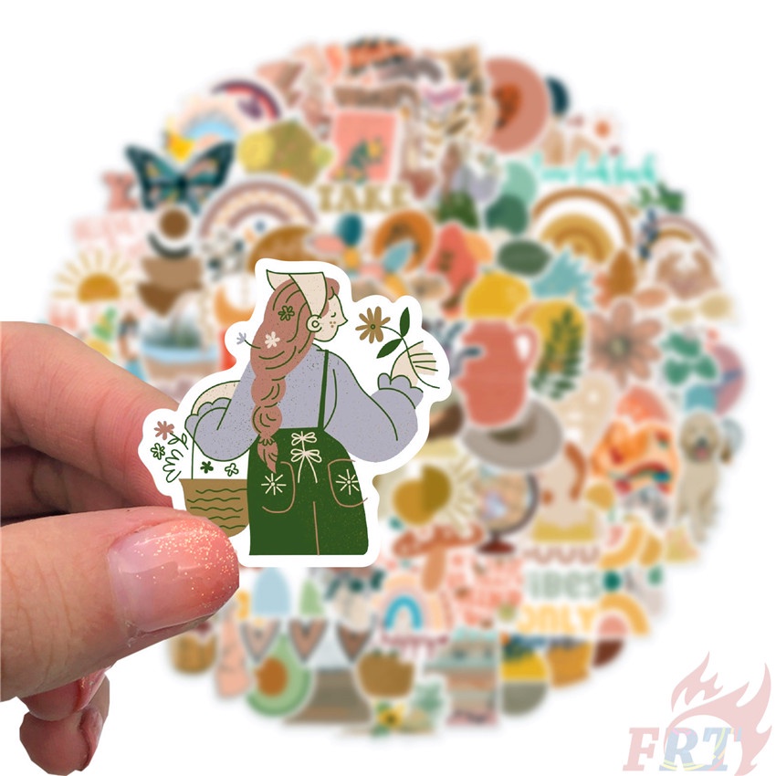 Bộ 100 Cái ❉ Miếng Dán Trang Trí Họa Tiết Graffiti Kiểu Boho Trừu Tượng ❉ Sticker Dán Tường Chống Thấm Nước Họa Tiết Doodle Hợp Thời Trang