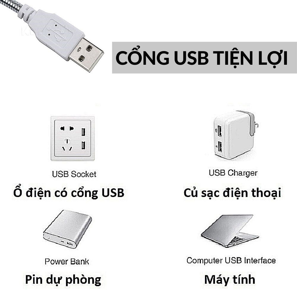 Đèn học để bàn cổng USB chống cận thị Kami36017a