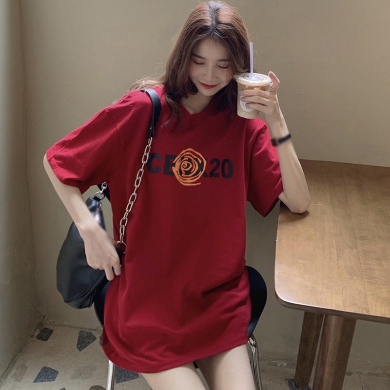 Áo Thun Tay Ngắn Cổ Tròn In Chữ Phong Cách Hàn Quốc Dành Cho Nữ