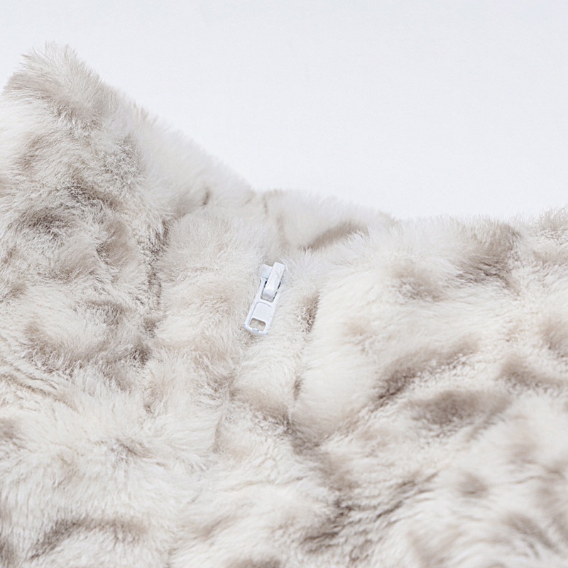 Áo Sweatshirt Chui Đầu Tay Dài Có Khóa Kéo Họa Tiết Da Báo Phối Dây Rút Thời Trang Cho Nữ