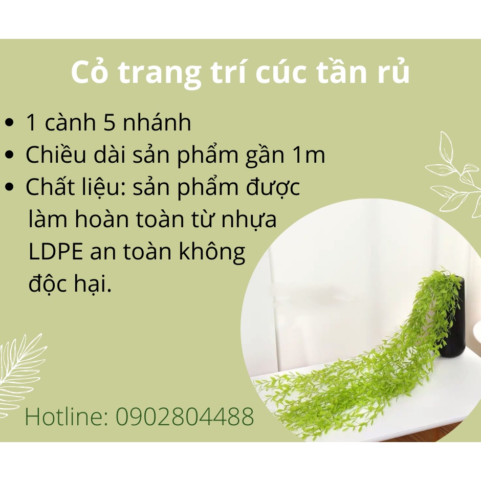 Bó 10 Dây Cúc Tần Ấn Độ Giả Dài 100cm một cụm 5 nhánh Trang Trí Decor Siêu Đẹp, hàng loại 1 nhập khẩu, không gây độc hại