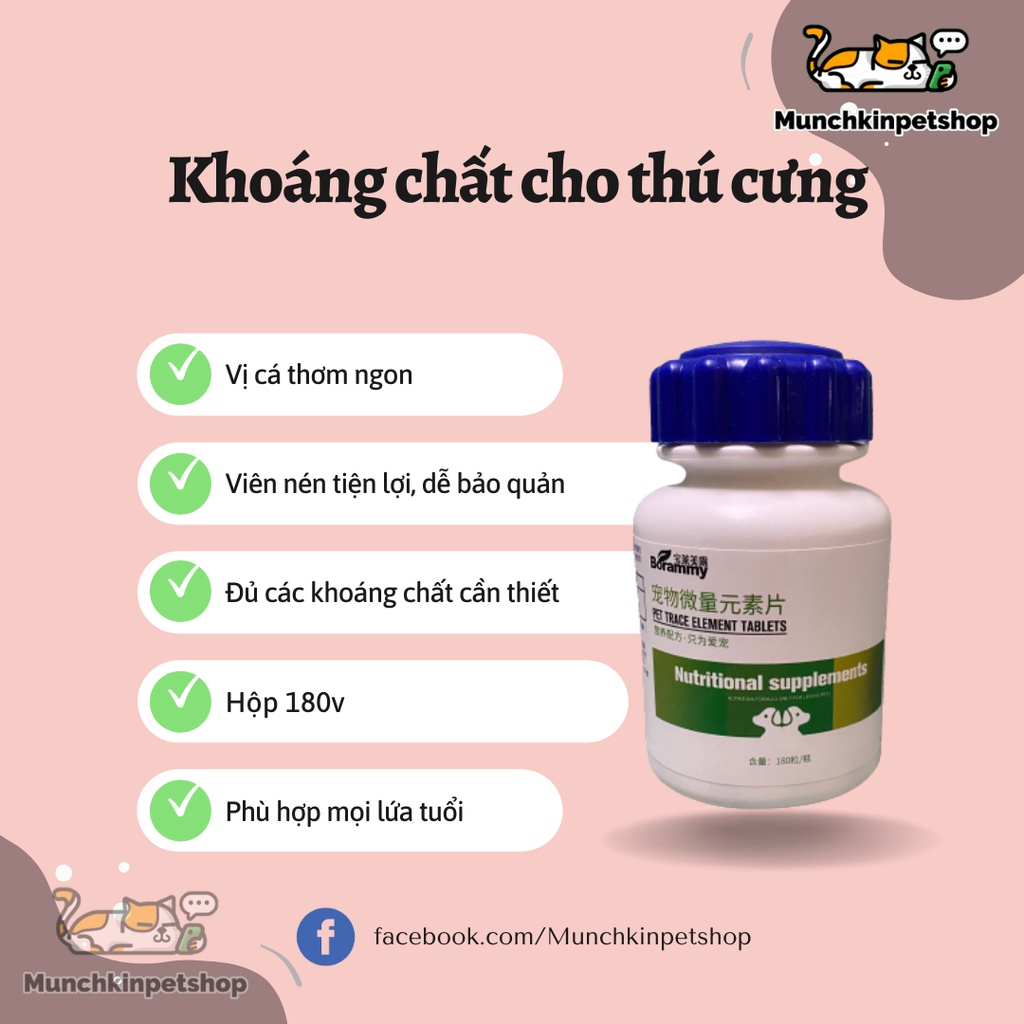 [Mã PET50 giảm 10% - tối đa 50K đơn 250K] Khoáng chất cho chó mèo, nguyên tố vi lượng cho chó mèo MCP