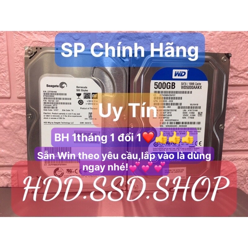 HDD máy bàn(PC) và Laptop 500GB,320GB,250GB,160GB GOOD Sức khoẻ 100% ( tặng cáp sata nếu cần )