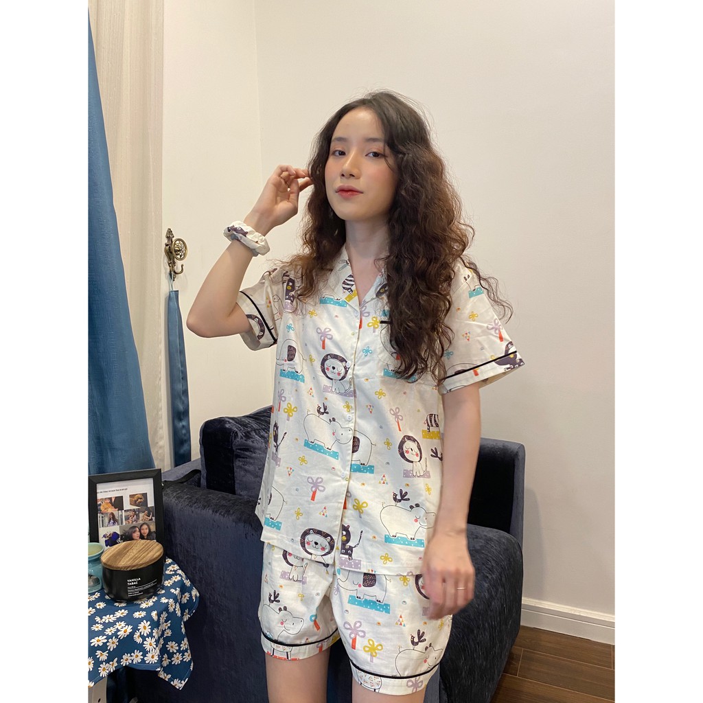 ĐỒ BỘ PIJAMA 💖FREESHIP💖 Bộ mặc nhà nữ chất thô Hàn cao cấp mềm mát, hoạ tiết xinh, tay ngắn quần đùi | BigBuy360 - bigbuy360.vn