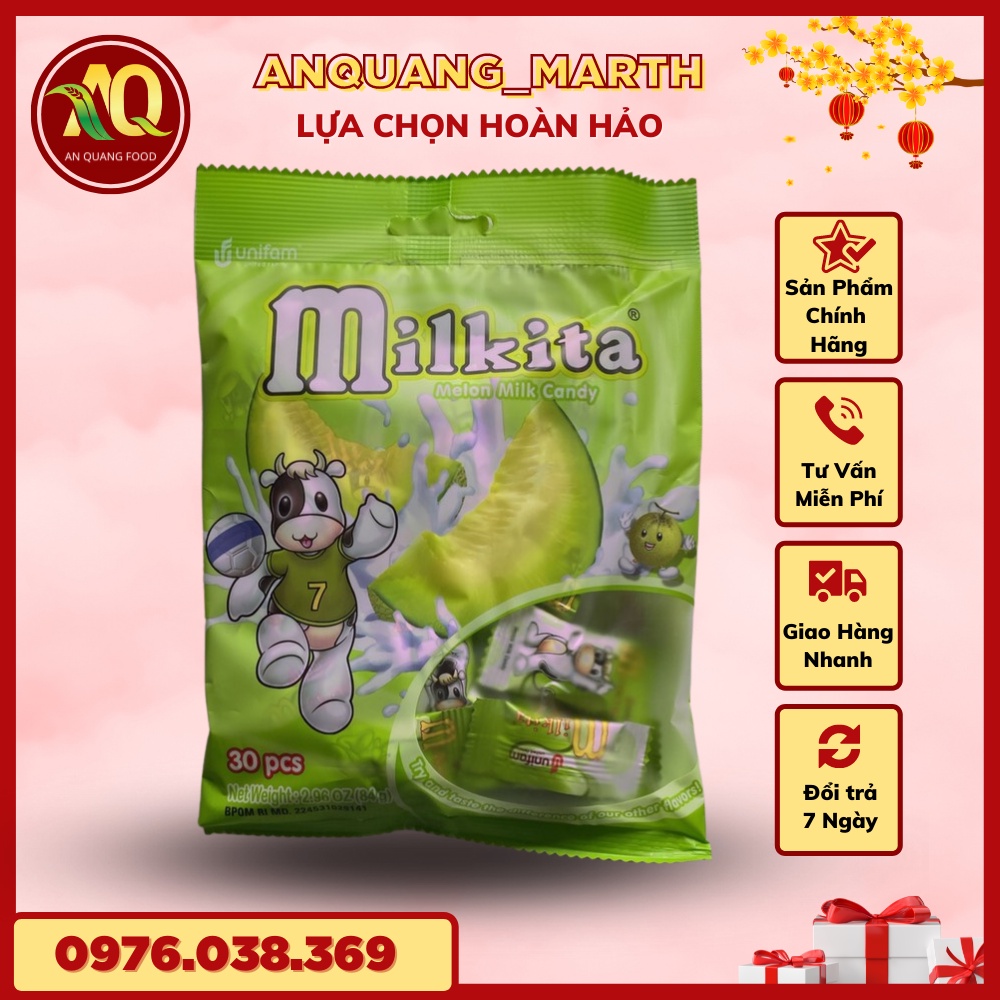 Kẹo Mikita ANQUANG_MARTH, kẹo 30 viên 4 vị sữa, socola,dâu,dưa gói 90gr- Hàng chất lượng