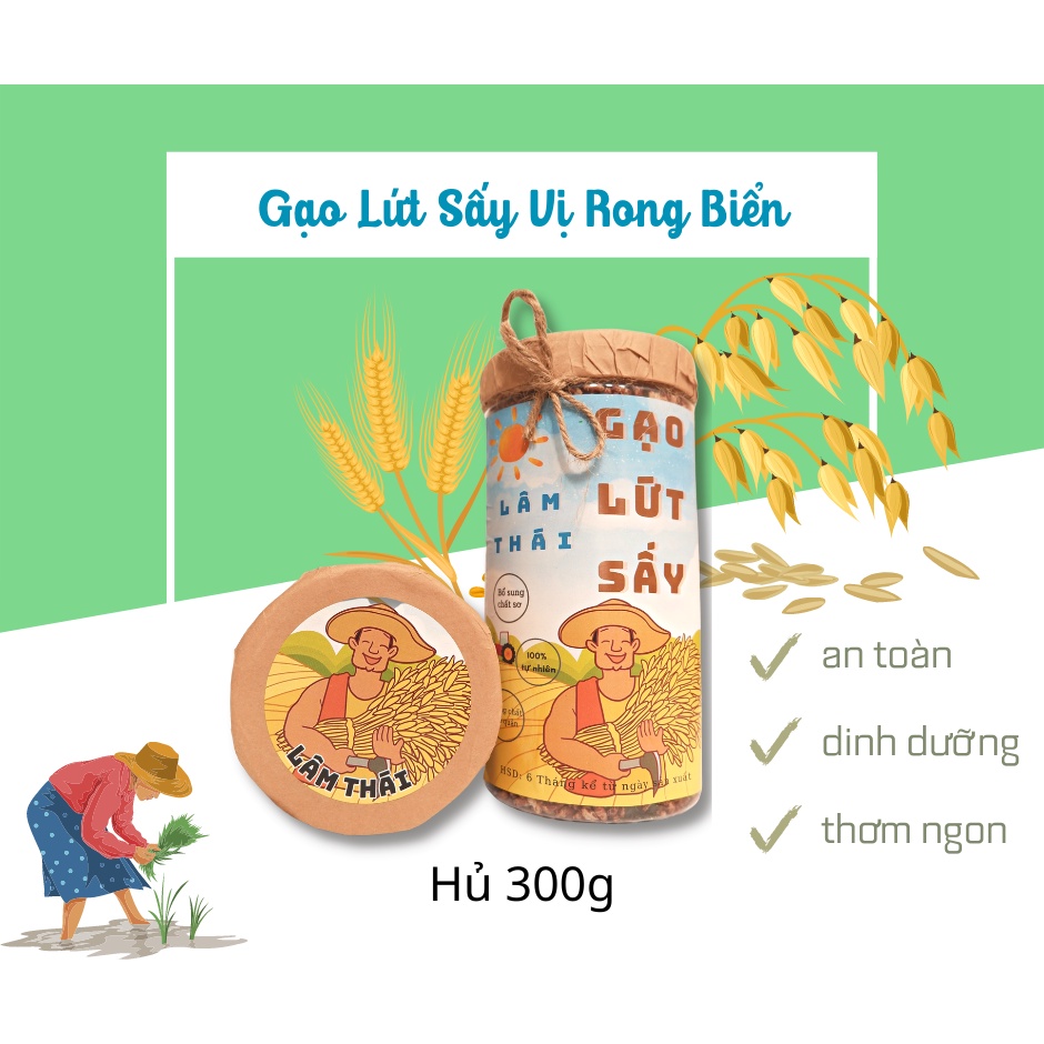 Hủ gạo lứt sấy Lâm Thái vị rong biển 300g - Chuẩn 100% gạo lứt huyết rồng [CỰC NGON & DINH DUỠNG] ăn vặt, ăn kiêng | BigBuy360 - bigbuy360.vn