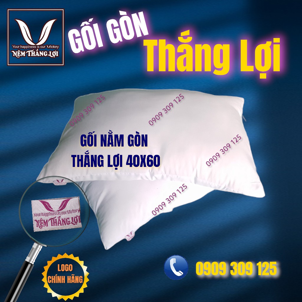 Gối Gòn Thắng Lợi loại 1, gối gòn ép hơi cao cấp(có khóa kéo, giặt được)