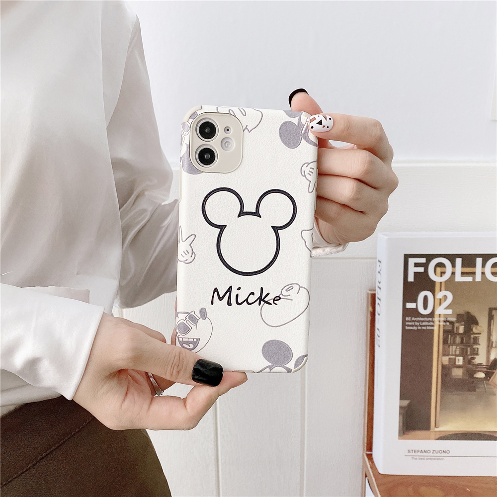 Huawei Nova 8 7 SE 7i 5T Mate40 Mate30 P40 Lite P30 Pro Y9A Nova8 Novas7SE Mate 40 30 20 Soft Case Leather Case Cartoon Micky and Minnie Case with Lens Protector Mate40 Case